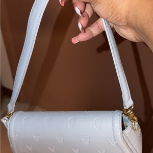 Elegant Light Blue Embossed Women's Bag